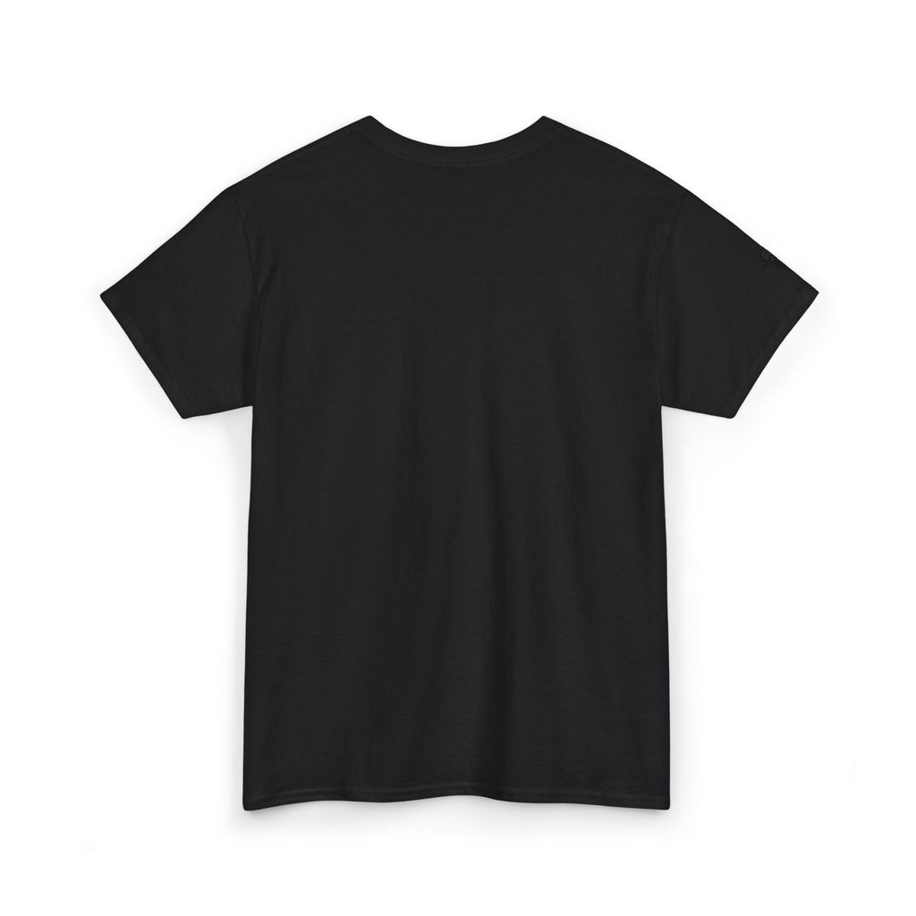 Small Floral Logo Tee - Minimal Black Cotton T-Shirt with White Floral Script