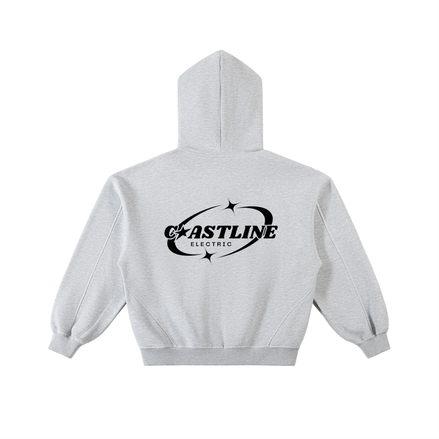 Contrast-Stitched Boxy Fleece Zip Hoodie
