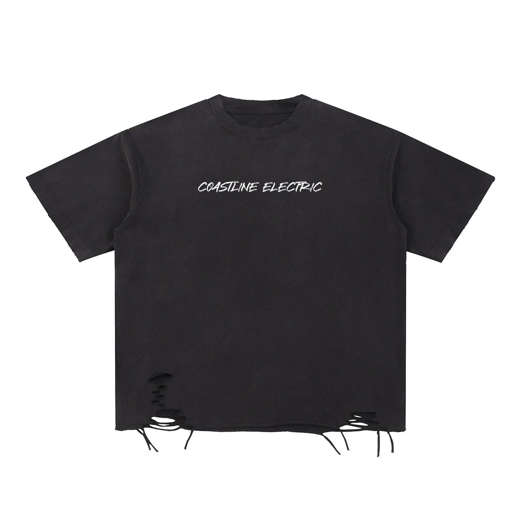 Moto wheelie Raw-Hem T-Shirt